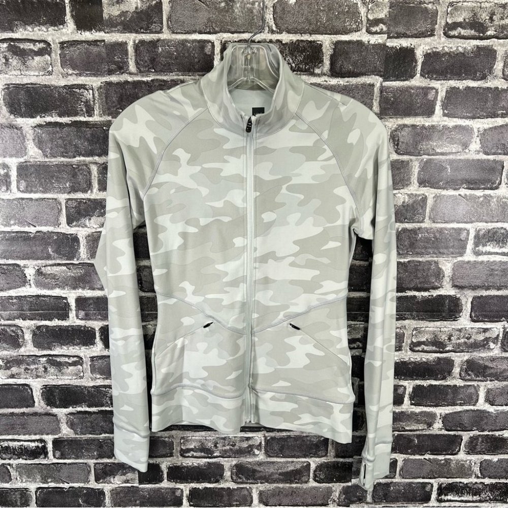 Lole Womens Gray Camo Essential Up Full-Zip Cardigan Jacket - size XS